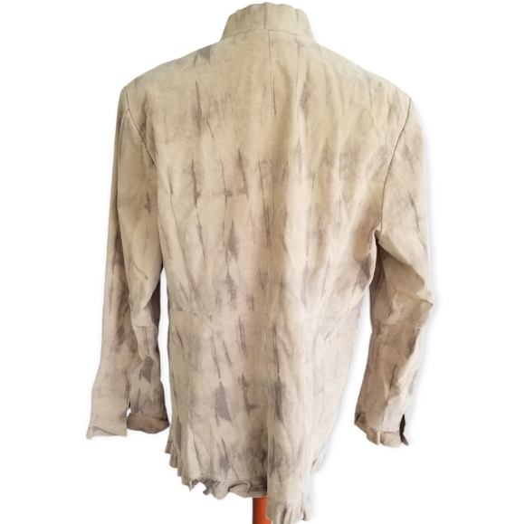 Chi by Falchi, XL size Boho distressed, stone-wash-style 100% suede jacket - Picture 6 of 11